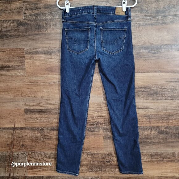 American Eagle Skinny Jeans 4 S Mid Rise Next Level Stretch Medium Dark Wash - Picture 2 of 14